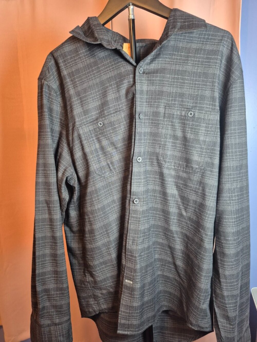 Mack Weldon Men’s XL Gray Plaid Hooded Button Up Shirt